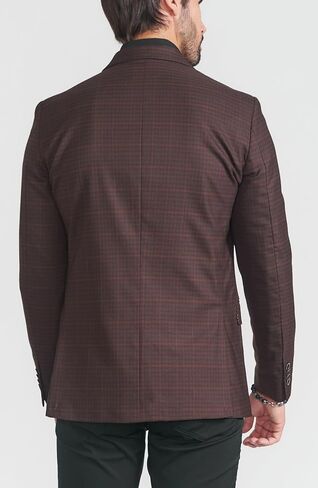 Men's Wool Blend Brown Plaid Slim Fit Blazer Sport Coat in Saudi Arabia