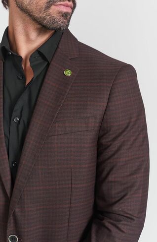 Men's Wool Blend Brown Plaid Slim Fit Blazer Sport Coat in Saudi Arabia