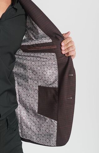Men's Wool Blend Brown Plaid Slim Fit Blazer Sport Coat in Saudi Arabia