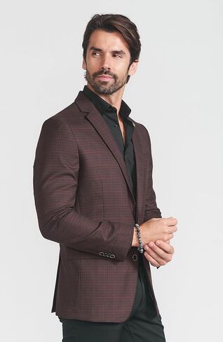 Men's Wool Blend Brown Plaid Slim Fit Blazer Sport Coat in Saudi Arabia