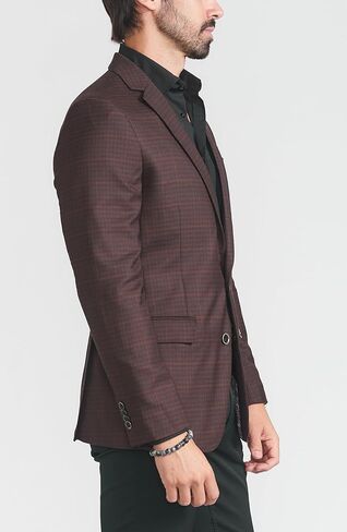 Men's Wool Blend Brown Plaid Slim Fit Blazer Sport Coat in Saudi Arabia