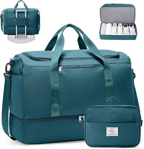 Extra Large Travel Duffle Bag with Shoe Compartment & Toiletry Bag, XL Weekender Bags for Women, Carry On Overnight Bags for Gym Sports, Water-Resistant Hospital Bag for Labor and Delivery in Saudi Arabia
