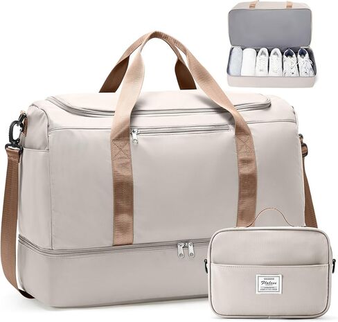 Extra Large Travel Duffle Bag with Shoe Compartment & Toiletry Bag, XL Weekender Bags for Women, Carry On Overnight Bags for Gym Sports, Water-Resistant Hospital Bag for Labor and Delivery in Saudi Arabia