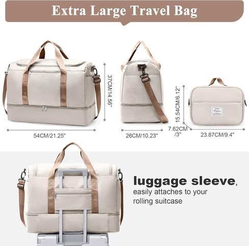 Extra Large Travel Duffle Bag with Shoe Compartment & Toiletry Bag, XL Weekender Bags for Women, Carry On Overnight Bags for Gym Sports, Water-Resistant Hospital Bag for Labor and Delivery in Saudi Arabia