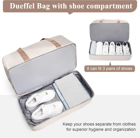 Extra Large Travel Duffle Bag with Shoe Compartment & Toiletry Bag, XL Weekender Bags for Women, Carry On Overnight Bags for Gym Sports, Water-Resistant Hospital Bag for Labor and Delivery in Saudi Arabia