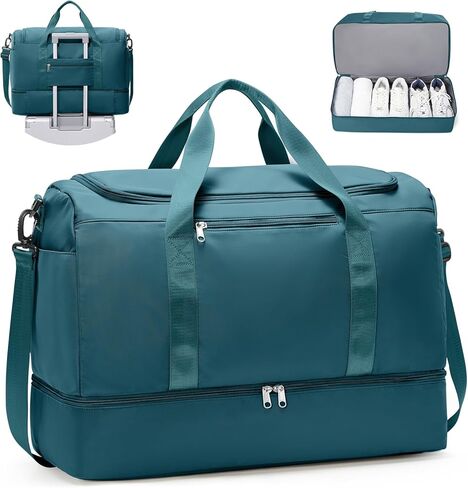 Extra Large Travel Duffle Bag with Shoe Compartment & Toiletry Bag, XL Weekender Bags for Women, Carry On Overnight Bags for Gym Sports, Water-Resistant Hospital Bag for Labor and Delivery in Saudi Arabia