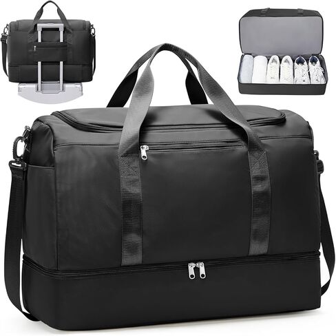 Extra Large Travel Duffle Bag with Shoe Compartment & Toiletry Bag, XL Weekender Bags for Women, Carry On Overnight Bags for Gym Sports, Water-Resistant Hospital Bag for Labor and Delivery in Saudi Arabia