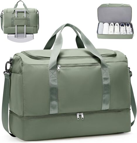 Extra Large Travel Duffle Bag with Shoe Compartment & Toiletry Bag, XL Weekender Bags for Women, Carry On Overnight Bags for Gym Sports, Water-Resistant Hospital Bag for Labor and Delivery in Saudi Arabia