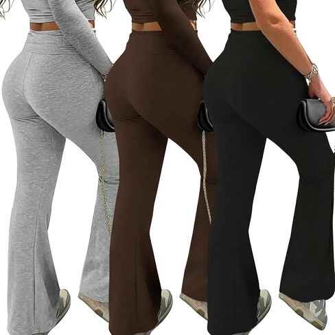 3 Piece Plus Size Women’s Flare Leggings for Women High Waisted Yoga Pants Black Flared Leggings Bootcut Lounge Pants in Saudi Arabia