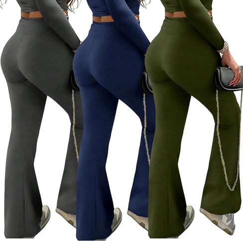 3 Piece Plus Size Women’s Flare Leggings for Women High Waisted Yoga Pants Black Flared Leggings Bootcut Lounge Pants in Saudi Arabia