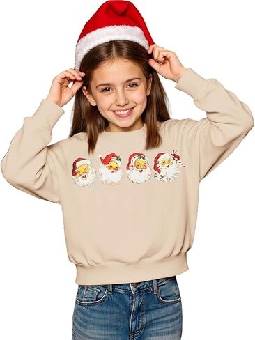 Christmas Sweatshirt for Girls Boys Xmas Santa Claus Graphic Pullover Kids Crewneck Long Sleeve Winter Holiday Outfit in Saudi Arabia