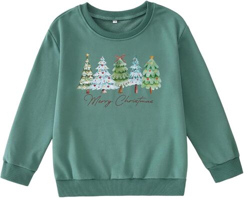MODNTOGA Girl Merry Christmas Sweatshirt Big Kid Christmas Tree Graphic Shirt Vintage Xmas Crewneck Holiday Pullover Tee Top in Saudi Arabia