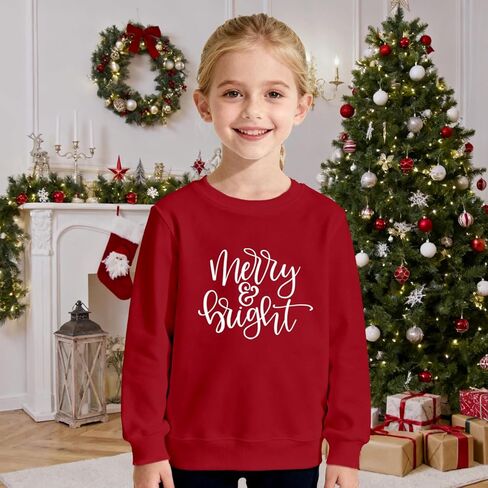 Christmas Sweatshirts Kids Boys Girls 2-6 Years Merry And Bright Sweatshirts Toddler Xmas Long Sleeve Shirt in Saudi Arabia