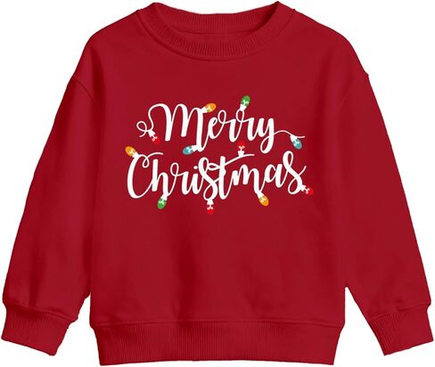 Christmas Sweatshirts Kids Boys Girls 2-6 Years Merry And Bright Sweatshirts Toddler Xmas Long Sleeve Shirt in Saudi Arabia