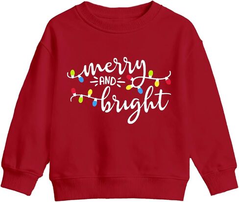 Christmas Sweatshirts Kids Boys Girls 2-6 Years Merry And Bright Sweatshirts Toddler Xmas Long Sleeve Shirt in Saudi Arabia