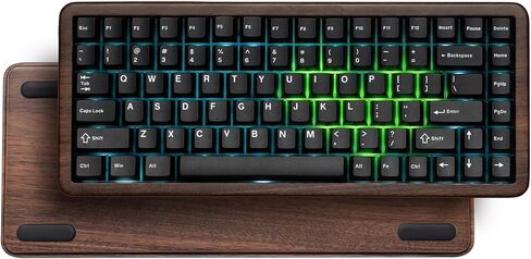 لوحة مفاتيح Womier 75 ٪ مع QMK/Via ، WD75 Wood Gaming Keyboard 8000mah بطارية ، Tri-Mode Wireless Mechanical Custom Key Board RGB Hot Swappable مع مفتاح Keycaps-POM شفاف واضح in Kuwait