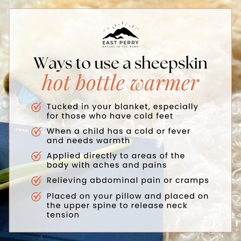 Natural Sheepskin Hot Water Bottle Rubber with Soft Cover, Hot Water Bottle for Pain Relief, Hot Water Bag for Cramps, 2 liters Hot Bottle Warmer, East Perry Premium Sheepskin hot Bottle Warmer in Saudi Arabia