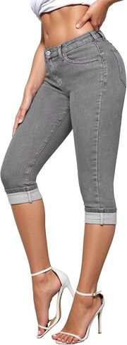 Hybrid & Company Women's Stretchy Slim Fit Denim Capri Jeans in Kuwait