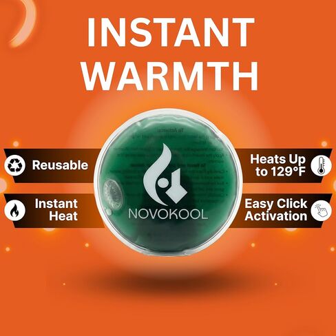 Reusable Heat Packs-8 Instant Heat Packs Click Activated-Pads for On The Go, Camping or Home for Hot Compress, Pocket Hand Warmers or Pain Relief-4 Round 4 Rectangle and 1 Fabric Carry Bag in Saudi Arabia