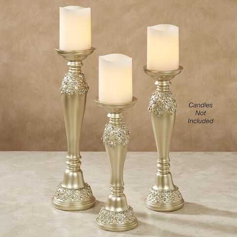 Rya Gem Candleholders Champagne Gold Set of Three in Kuwait