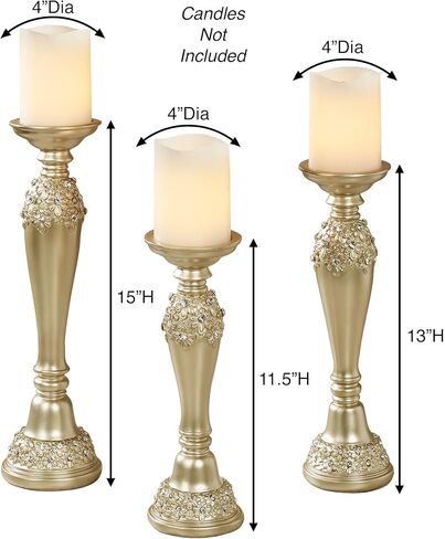 Rya Gem Candleholders Champagne Gold Set of Three in Kuwait