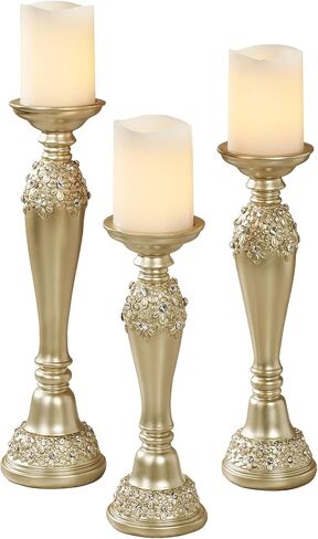 Rya Gem Candleholders Champagne Gold Set of Three in Kuwait