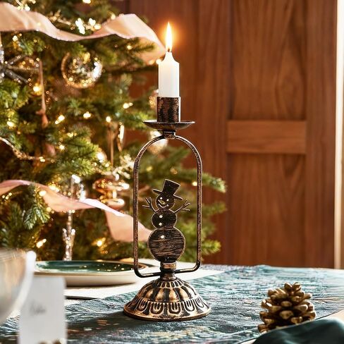Set of 3 Christmas Candle Holders, Iron Candlestick Holders for Taper Candles, Vintage Candle Sticks Holder Set, Candlestick Holder for Table Mantel Centerpiece Christmas Decorations in Saudi Arabia