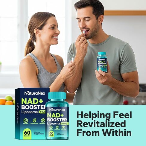 مكمل NAD+ 650 ملجم (60 كبسولة)، ليبوسومال NAD+ مع ريسفيراترول وكيرسيتين، تم اختباره من قبل طرف ثالث، بديل مكمل NMN in Saudi Arabia