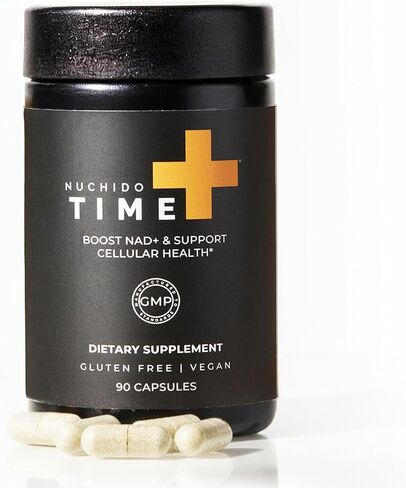 Nuchido Time+ NAD Supplement for Men & Women - Advanced Formula for Healthy Aging, Energy, Focus, Cellular Health & Longevity - Nicotinamide, Alpha Lipoic Acid, Quercetin - 90 Capsules in Saudi Arabia