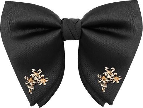 Oversized Bow Ties for Men, Adjustable Bow Tie Pre-Tied Bowtie with Gold Flower for Wedding Party Banquet Prom in Saudi Arabia