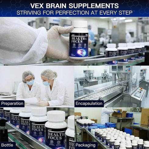 VEX Brain Supplements for Memory and Focus Contain Vitamin B12 folic Acid acetylcysteine Purslane Lion's Mane Mushroom and Ginkgo biloba extracts—for Brain Health 60 Capsules in Saudi Arabia