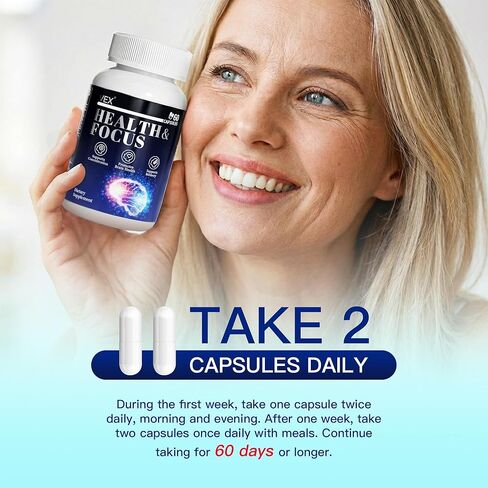 VEX Brain Supplements for Memory and Focus Contain Vitamin B12 folic Acid acetylcysteine Purslane Lion's Mane Mushroom and Ginkgo biloba extracts—for Brain Health 60 Capsules in Saudi Arabia
