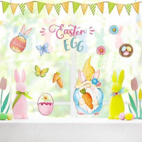 36 Sheets Window Clings Set Festive Window Stickers for Valentines St Patricks Easter 4th of July Window Decor Large Heart Tree Shamrock Egg Stars for Glass Windows Home in Saudi Arabia