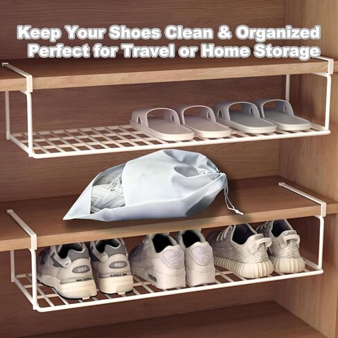 20 Pack Shoe Bags for Travel, 17" x 12.6" Drawstring Shoe Organizers with Clear Window, Breathable Non-Woven Dustproof Pouches for Luggage & Closet (Pink) in Saudi Arabia