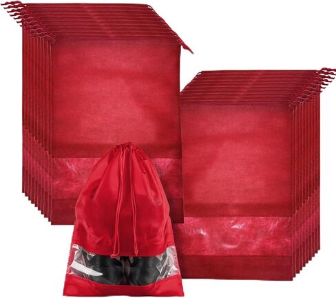 20 Pack Shoe Bags for Travel, 17" x 12.6" Drawstring Shoe Organizers with Clear Window, Breathable Non-Woven Dustproof Pouches for Luggage & Closet (Pink) in Saudi Arabia