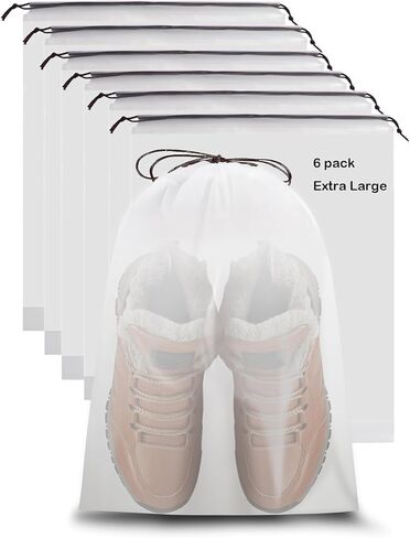 6 Pack Extra Large Clear Waterproof Travel Shoe Bags, 17.7" x 13.8" Dustproof Portable Storage for Men and Women in Saudi Arabia