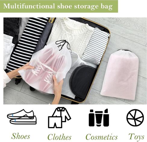 6 Pack Extra Large Clear Waterproof Travel Shoe Bags, 17.7" x 13.8" Dustproof Portable Storage for Men and Women in Saudi Arabia