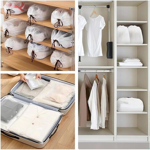 6 Pack Extra Large Clear Waterproof Travel Shoe Bags, 17.7" x 13.8" Dustproof Portable Storage for Men and Women in Saudi Arabia