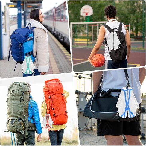 Shoe Holster for Backpack [1SET] - Elastic Silicone Footwear Holder with Clip Use for Travel & Outdoors & Sports - [Cyan-Blue-XL] Hang Extra Shoes Cleats Boots in Saudi Arabia