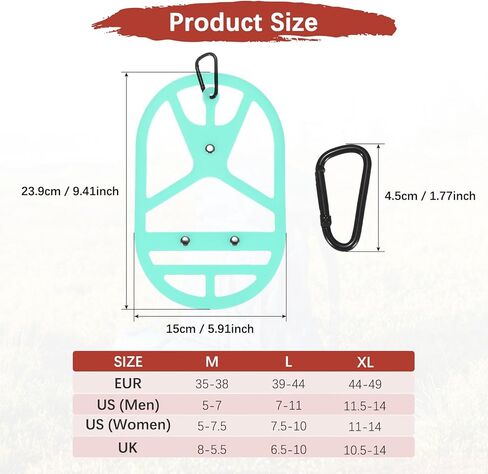 Shoe Holster for Backpack [1SET] - Elastic Silicone Footwear Holder with Clip Use for Travel & Outdoors & Sports - [Cyan-Blue-XL] Hang Extra Shoes Cleats Boots in Saudi Arabia
