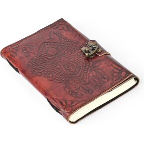 مجلة جلدية منقوشة على شكل زهرة بنية عتيقة للكتابة - كتاب ورقي بحافة سطح السفينة العتيقة للظلال، قفل مشبك عتيق، كتابة يومية جمالية للكتابة اليومية من الجلد العتيق، دفتر رسم هدية عيد الميلاد مثالية للرجال والنساء in Kuwait