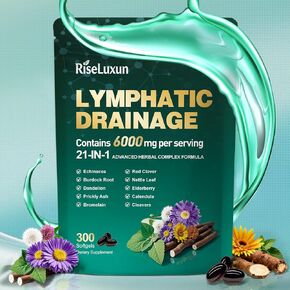مكملات التصريف اللمفاوي الشحمي 21 في 1، كمية تكفي 100 يوم، 6000 مجم دعم النظام الليمفاوي للنساء والرجال الذين يعانون من الإشنسا والهندباء والأرقطيون والبروميلين والآذريون والكركم والمزيد، 300 كبسولة هلامية in Kuwait