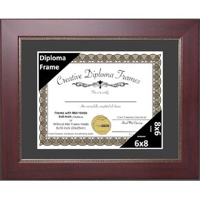 Creative Picture Frames 14x17 Empire Mahogany Diploma Frame with Black Mat Glass and Installed Wall Hangers | Frame Holds 16x20 Media without Mat in Saudi Arabia