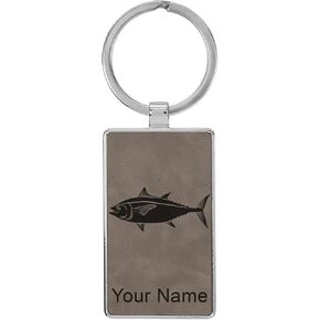 LaserGram Rectangle Keychain, Tuna Fish, Personalized Engraving Included (Metal Frame) in Kuwait