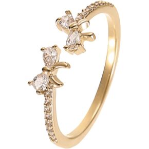 Kokoma Dainty Bow Knot Sterling Silver Ring for Women Cubic Zirconia Crystal Double Bows Wrap Finger Band Engagement Anniversary Wedding Rings Fashion Jewelry in Saudi Arabia