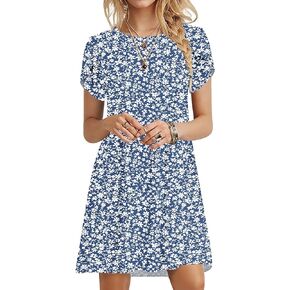 MOLERANI Summer Dresses for Women 2024 Casual T Shirt Crewneck Petal Sleeve Swing Vacation Dress with Pockets in Kuwait