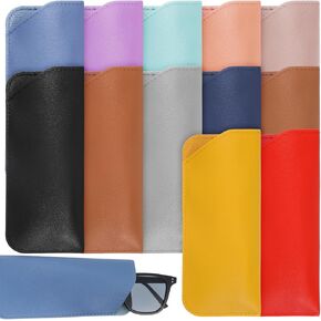 MAQUITA 36 Pcs Soft Glasses Cases, Leather Colorful Eye Glass Case, Slim Portable Eye Glass Pouch for Women Men Travelling Reading Storing All Kinds of Glasses (12 Colors) in Kuwait
