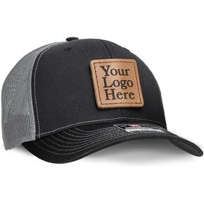 Oowee Products Custom Leather Patch Richardson 112 Trucker Hat, Cotton/Polyester Mesh, Snapback Closure, Handcrafted in USA in Kuwait
