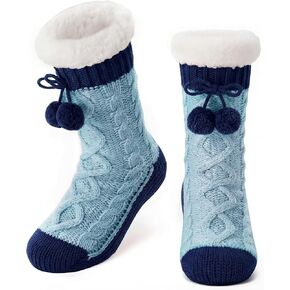 Janmercy Women Sipper Fuzzy Grips Socks Winter Warm Thick Thermal Non Slip Cozy Fleece Fluffy Socks for Valentine's Day Gift in Kuwait