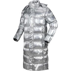 Men Women Down Long Quilted Coat, Puffer Jacket Windproof Quilted Down Parkas with Hood(Sliver,8XL-8XLarge) in Saudi Arabia